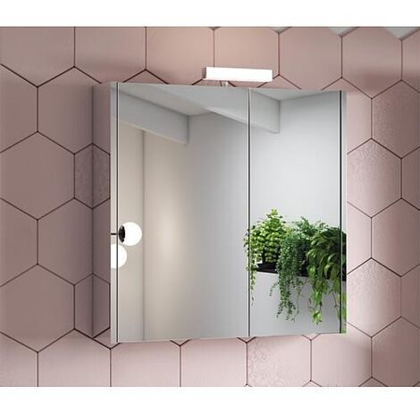 Armoire à glace Vikja avec Éclairage LED, 2 portes, miroir latéral 715x700x155 mm (1/2)