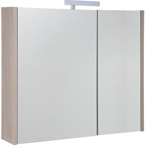 Armoire à glace Akira avec éclairage LED, 2 portes, orme Rousseau, 800x700x155mm (1/5)