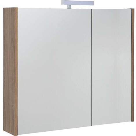 Armoire à glace Akira avec éclairage LED, 2 portes, Chêne Nabucco 800x700x155mm (1/5)