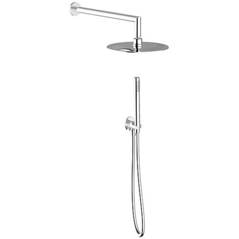 Kit de douche Xerias avec pomme de douche, douchette et coude de raccordement mural rond (1/2)