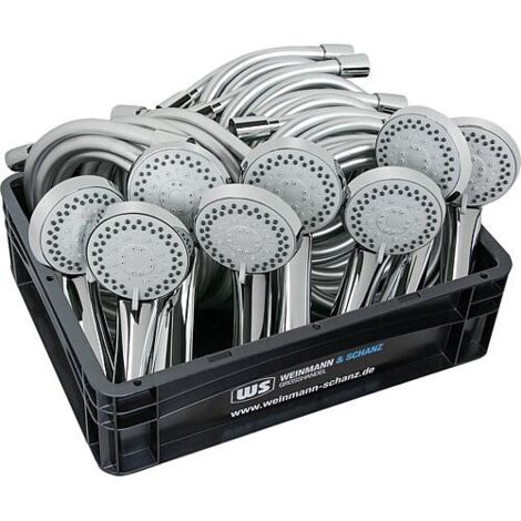 Set de douche composé de 8x flexibles de douche 160cm et 8x douchettes Optima + WS-Box. (1/4)