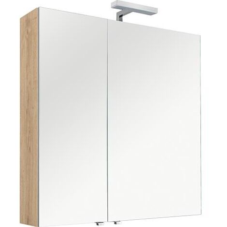 Armoire à glace EGAN avec éclairage Chêne noueux, 2 portes 800x770x160mm (1/3)