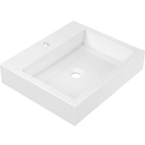 Lavabo Design JULIA lxhxp: 500x100x420 mm fonte minérale blanc (1/3)