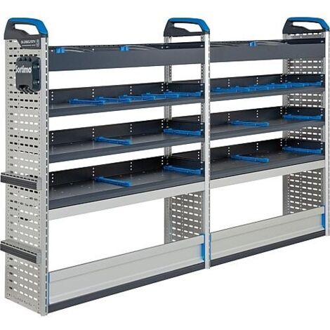 Bloc d'aménagement 1972x1342x381mm – 3 panneaux aluminium – 4 tablettes réglables L-BOXX – Tapis antidérapant pour rayonnage – Sortimo