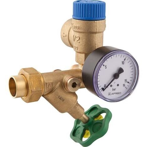 Groupe de sécurité pour chauffe-eau WSG 75/8, DN15, Ø 18 mm avec soupape de sécurité 8 bar (1/2)