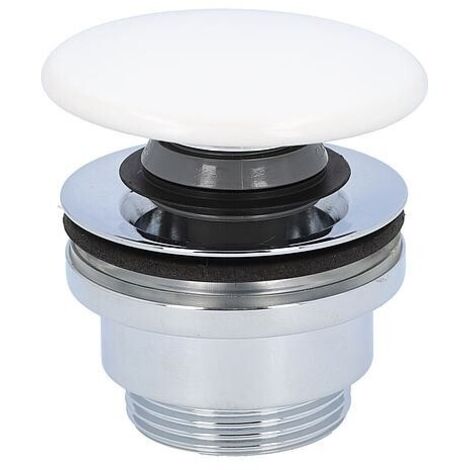 Bonde de lavabo clicker Elanda Blanc Mat avec trop-plein (1/2)