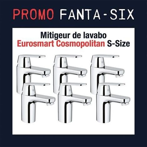 Six-Pack paquet économique 6x Mitigeur de lavabo Grohe Eurosmart Cosmopolitan S-Size (1/2)