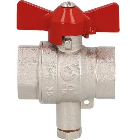 Robinet à bille en laiton avec raccord de sonde M10x1 fem/fem DN25 - 1 (1/2)