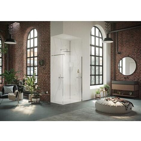 Walk-In Glasduschwand Hüppe Select+ mit Wandprofil-Set, BxHxT:890-910x2000x8 mm ETC Black Edition (1/4)