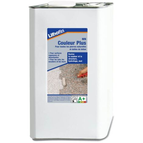 Lithofin – Rehausseur de couleur pour béton et pierres naturelles – Bidon de 5 l – Imprégnation hydrofuge et antisalissante – Renforce les couleurs