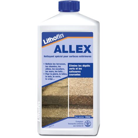 Lithofin – Nettoyant extérieur 1 L – Élimine salissures, mousses et lichens – Pour béton, pierres naturelles, façades – Rendement 200 m²/L
