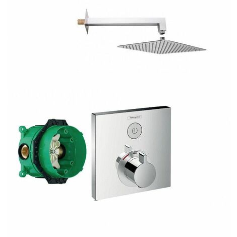 Hansgrohe – Mitigeur de douche encastré Showerselect – Finition chromée – Débit 26 l/min – Butée de sécurité à 40°C – Plaque 155 x 155 mm