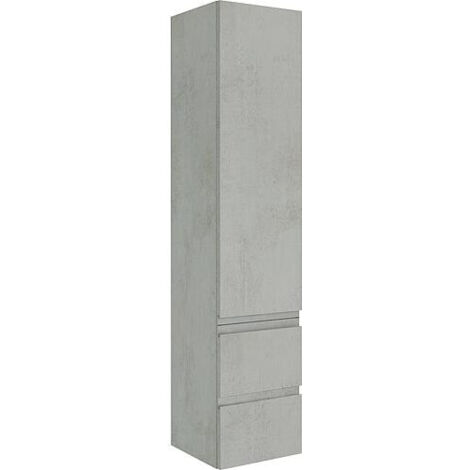 Colonne série MBO 1 porte 2 tiroirs, chene gris pierre butée gauche, 350x1625x370mm (1/5)