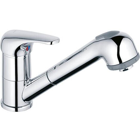 Mitigeur d'evier TOP II chromée avec douchette extractible, saillie 186 mm (1/2)