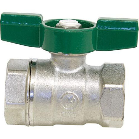 Robinet a bille d eau potable R 251D filet fem/filet fem 1 1/4" PN16 Laiton chrome / poignee papillon (1/2)