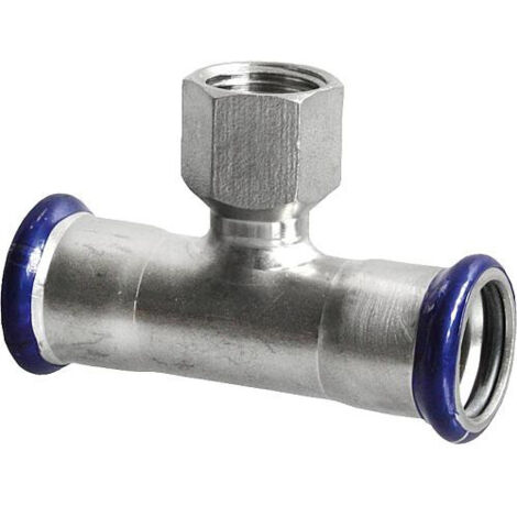 Raccord a sertir inox contour M, T avec sortie femelle 76,1 x DN 20 (3/4") x 76,1 mm (1/3)