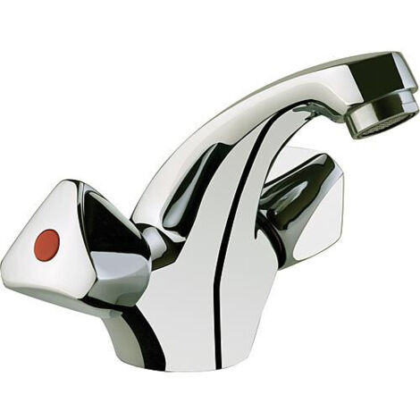Mitigeur de lavabo 2 poignées ETOU chromé avec garniture d'ecoulement, saillie 107 mm (1/2)