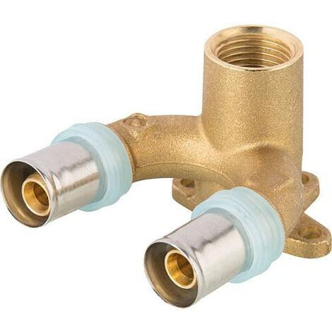 Raccord a sertir EVENES p. tube multic., coude mural, contour TH double, 20x2mm-1/2"-20x2mm (1/4)