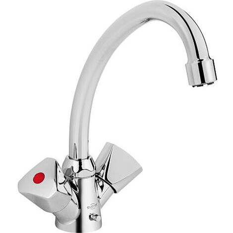 Mitigeur lavabo 2 poignées ETOU Chromé - chainette escamotable saillie 134mm (1/5)