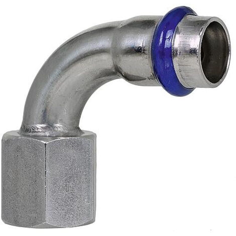 Raccord a sertir inox contour V, coude de transition 90° femelle, 18mm x DN20 (3/4") (1/3)