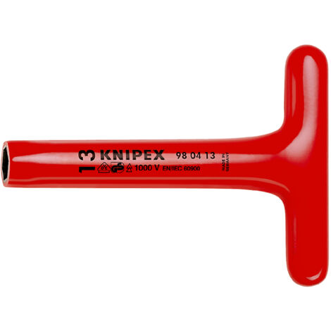 Clé à douilles avec poignée en T Knipex 19 mm Hexagonale en Acier au chrome vanadium ( Prix pour 1 )