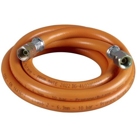 Tuyau gaz 3m 3/8'' pour bouteille propane butane – Résistance 10 bar – Flexible pour usage professionnel – Diamètre interne 6,3mm – CFH