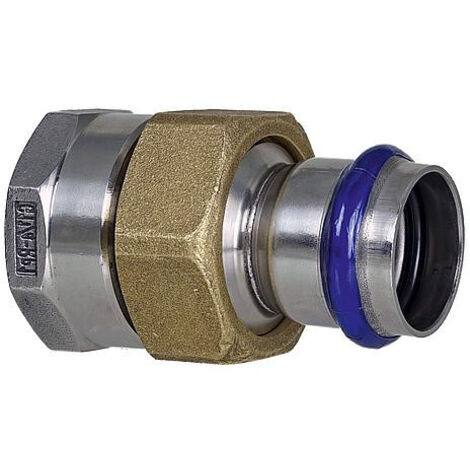 Raccord a sertir inox contour V Raccord passage intégral femelle joint plat, 22mm x DN20 (3/4") (1/3)