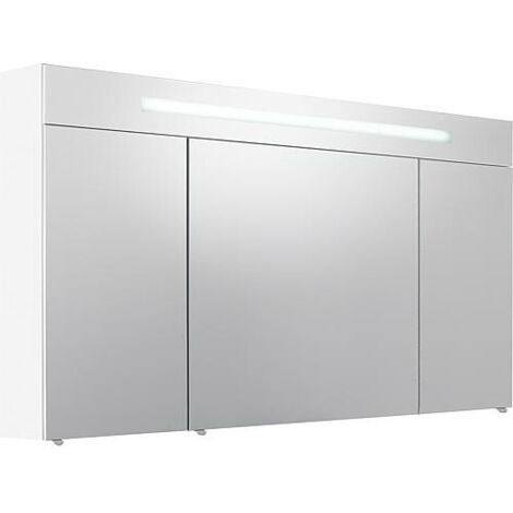 Armoire à glace avec cache lumineux, blanc mat 3 portes 1200x740x160mm (1/3)