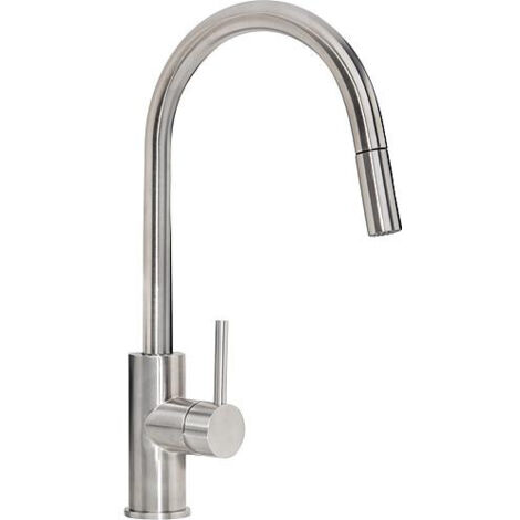 Mitigeur d'evier Salsa inox avec douchette extractible H: 393mm, entraxe 208mm (1/2)