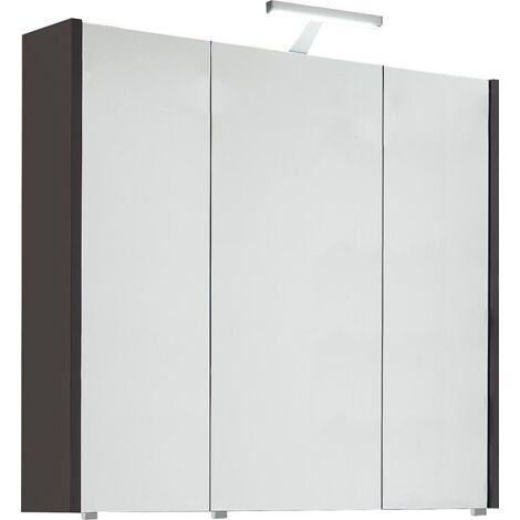 Armoire à glace avec éclairage anthracite mat 3 portes 850x750x188mm (1/5)