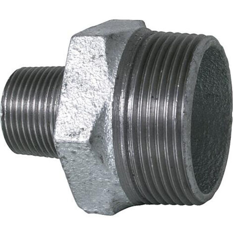 Raccord en fonte malleable galva Nr.245 double nipple de reduction diam. 1/2" x 3/8" (1/3)