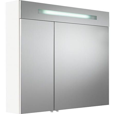 Armoire à glace avec cache lumineux, blanc mat, 2 portes 900x740x160mm (1/5)