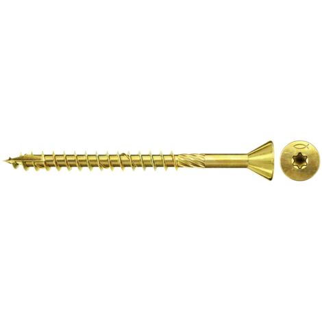 Fischer 100x vis pour panneaux MDF 4 x 60 mm tête fraisée zinguée jaune filetage partiel étoile interne TX - 660207 (1/2)