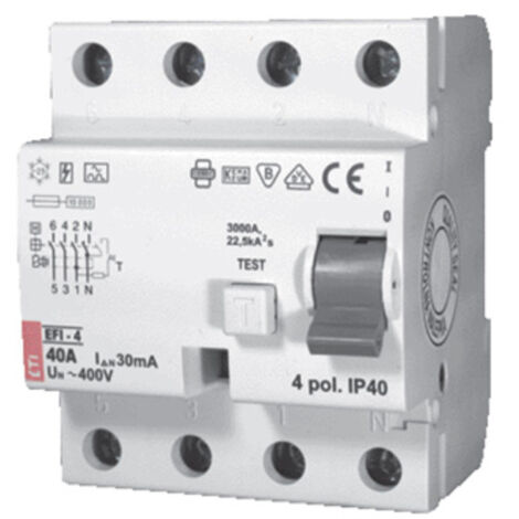 Interrupteur FI EFI-4, 4 poles 40A, 30mA, type A, instantanné (1/2)