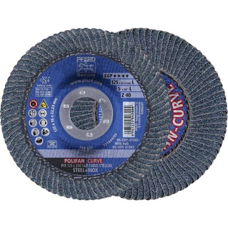 PFERD Disque à lamelles POLIFAN Z SGP CURVE STEELOX D. 125 mm granulation 40 conique ( 4000842895 )