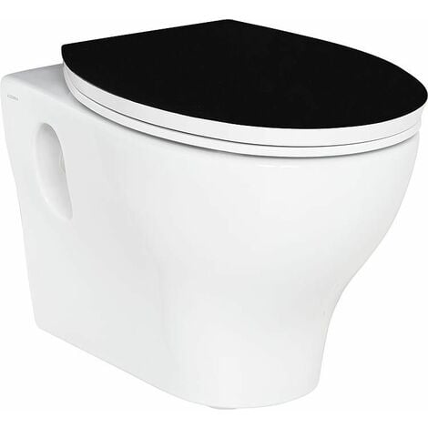 Abattant WC Preto universel charniere en inox, couleur: noir/blanc,  Duroplast