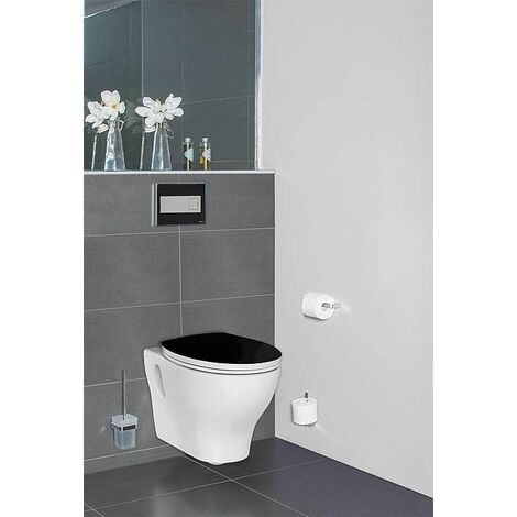 Abattant WC Soft Close Noir Forme D - Fermeture Douce, Fixation Rapide, Nettoyage Facile - Design Moderne Et Antibactérien