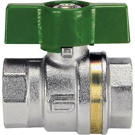 Vanne a bille ASTER ACS fem/fem 1", certifie DVGW avec volant vert alu (1/3)