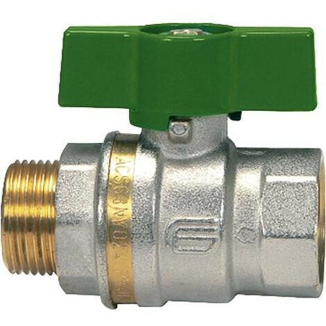 Vanne a bille ASTER ACS fem/male 3/4" certifiée DVGS avec volant alu vert (1/3)