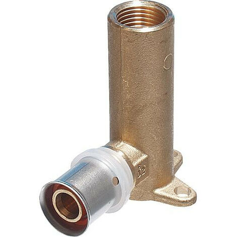 Raccord multicouche coude mural long TH 16x2 – Filetage femelle 1/2'' – Laiton et acier inoxydable – Pression 10 bar – Température 95 °C – WS