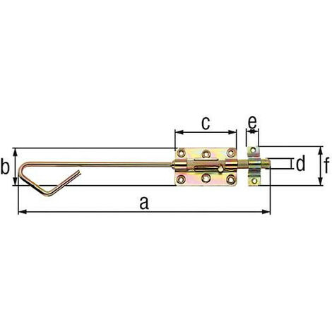 Verrou de box avec passant 400x58mm, jaune zingué (1/2)