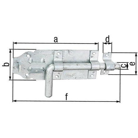 Verrou de box avec passan 230x70mm, galvanisé a chaud (1/2)