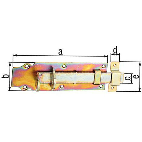 Verrou porte cadenas droit, avec passant fixe, 200x73mm jaune galva (1/5)