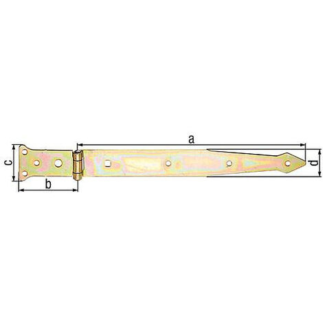 Penture charniere, 302/77x48mm jaune galva (1/3)