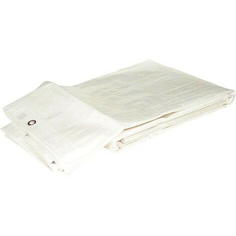 Bache en tissu en tissu filet HPDE 160g/m² avec bord + oeillet 8 x 10 m Couleur : blanc (1/2)