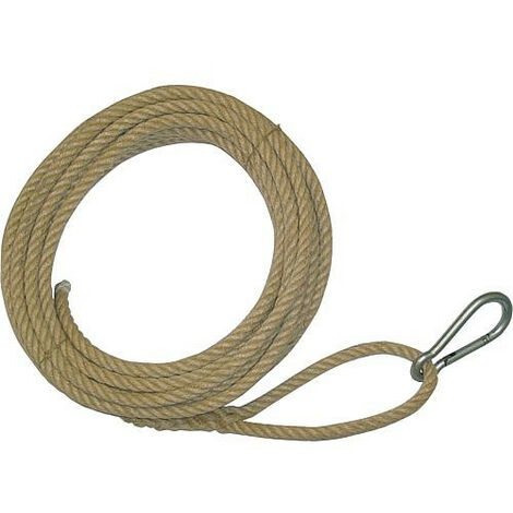 Corde pour montage, boucle d'un cote avec mousqueton, autre bout lisse chanvre 20 mm, longueur 25 mm (1/2)