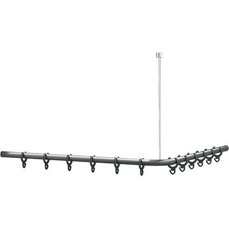 Barre rideau de douche Normbau Cavere, 1000x1000mm, anthracite métallique, sans suspension plafond (1/2)