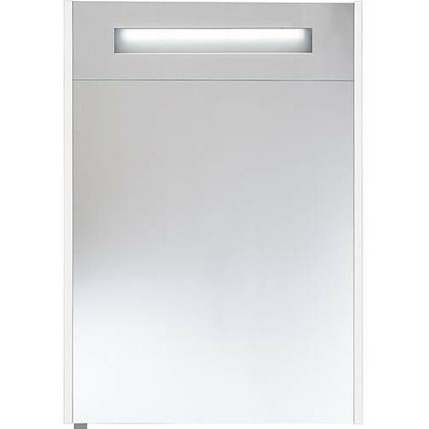 Armoire a miroir avec cache lumineux, blanc brillant, 1 porte butee droite, 600x750x188mm (1/5)