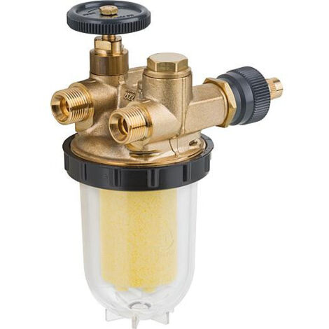 Oventrop – Filtre fioul monotube avec retour côté bruleur – Filetage mâle 3/8" – Côté citerne filetage femelle 3/8" – Filtration 50 µm (1/6)
