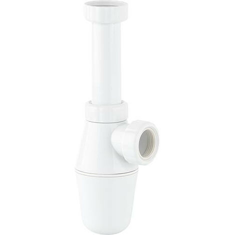 Banyo – Siphon de lavabo en polypropylène 32 mm – Hauteur pot 110 mm – Sans tube mural ni rosace – Installation facile pour systèmes de plomberie